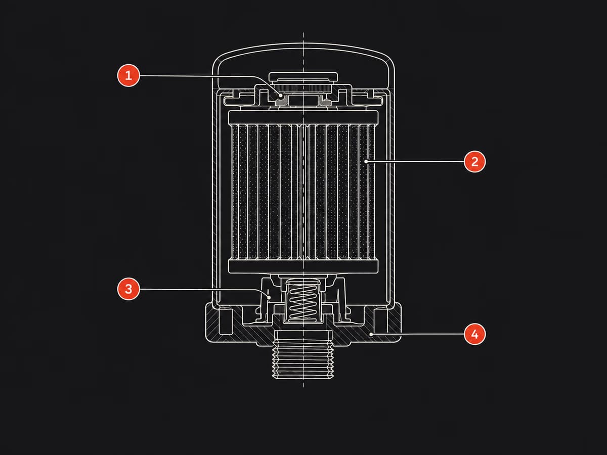 Oil filter cross-section diagram